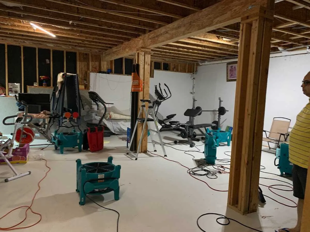 Basement drying equipment setup for Structural Drying in Tunkhannock