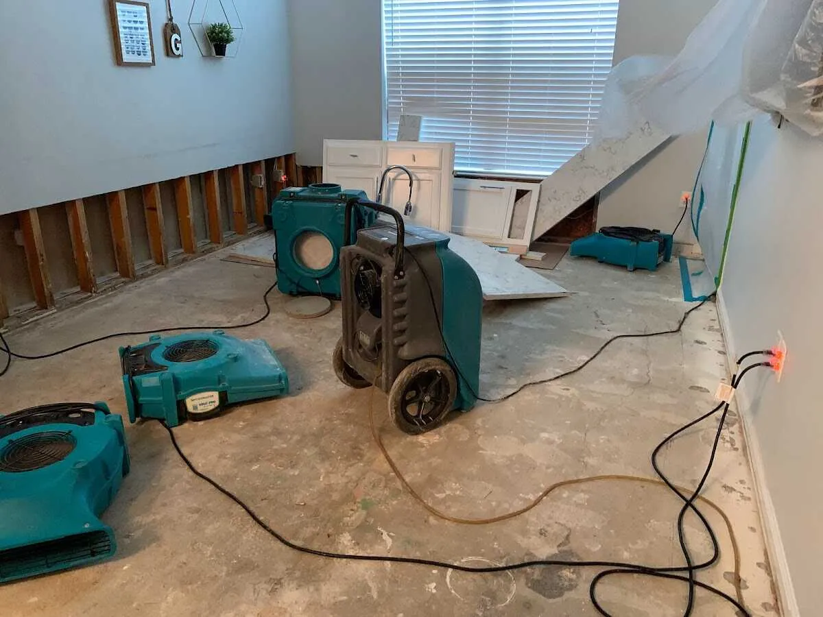 Dehumidifier in flood-cut room for Water Damage Restoration in Tunkhannock